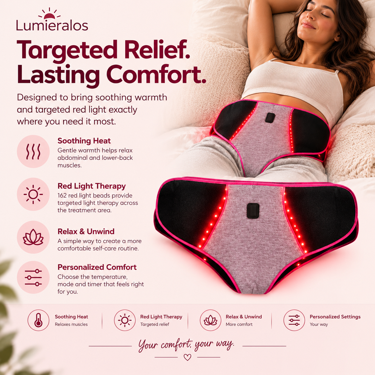 Period Cramp Relief Heating Pad | Lumieralos