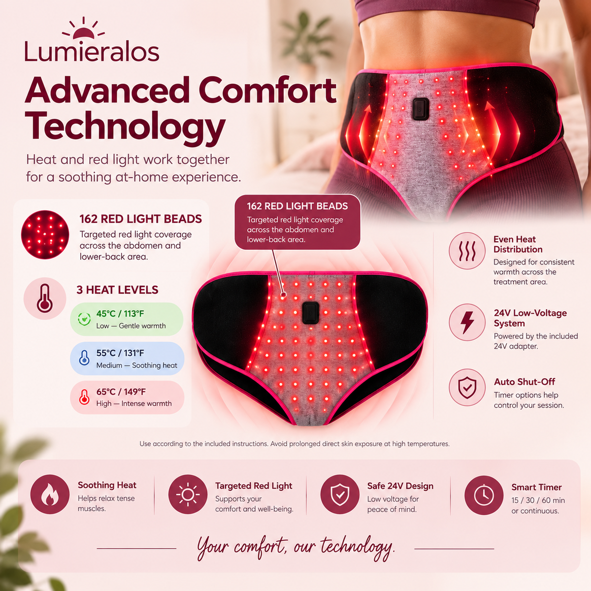 Period Cramp Relief Heating Pad | Lumieralos