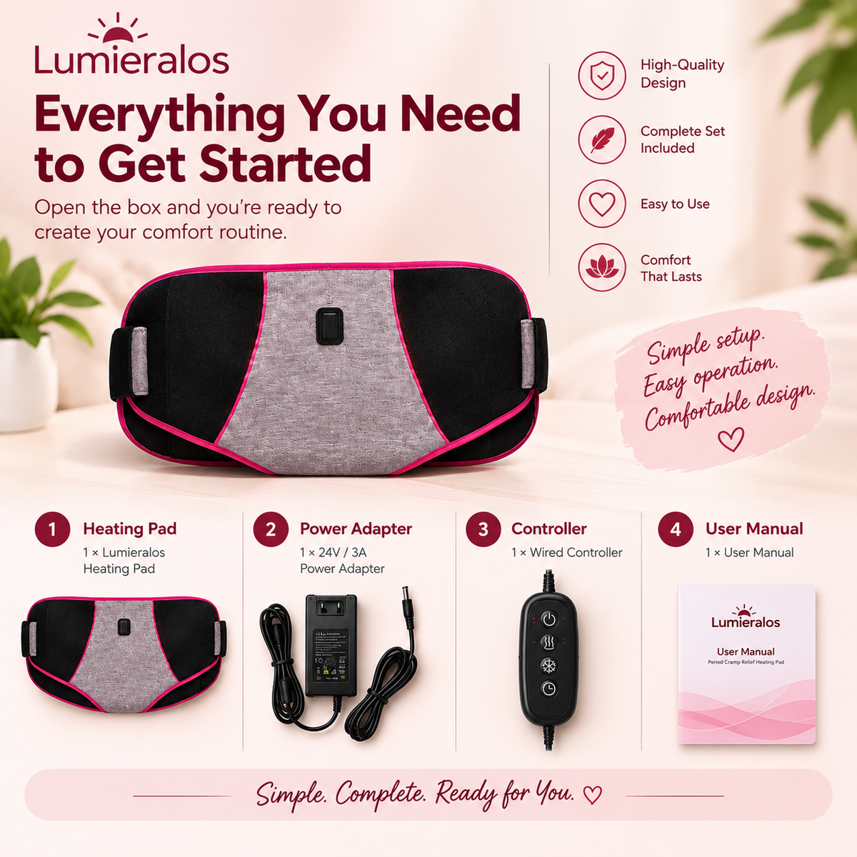 Period Cramp Relief Heating Pad | Lumieralos