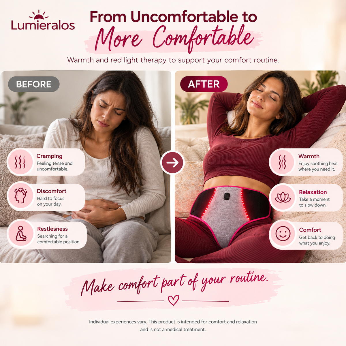 Period Cramp Relief Heating Pad | Lumieralos