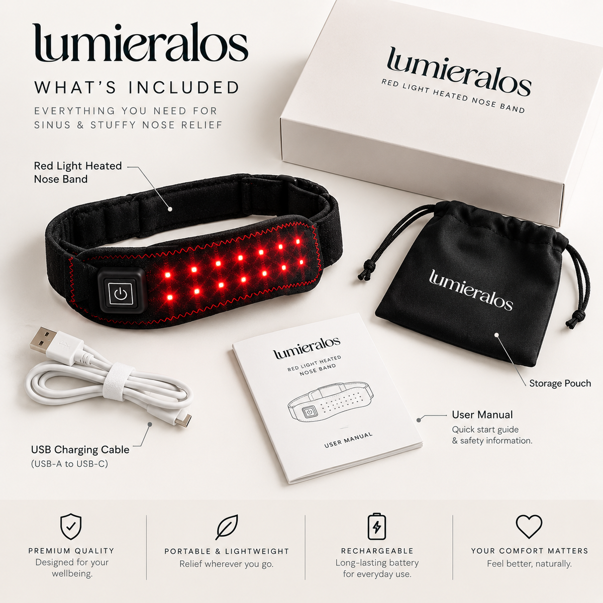 Sinus & Stuffy Nose Relief | Red Light Heated Nose Band
