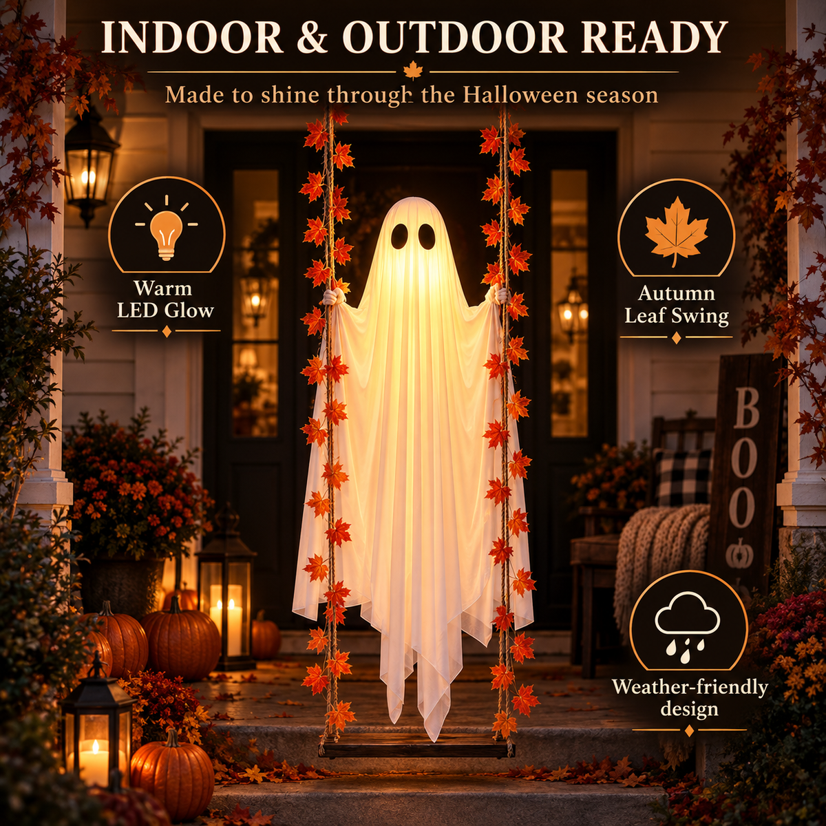 Spooky Swinging Ghost Decoration